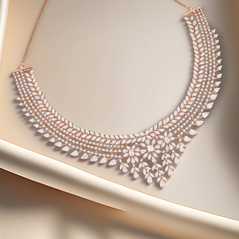 Layered Leaf Fringe Diamond Necklace — view 2