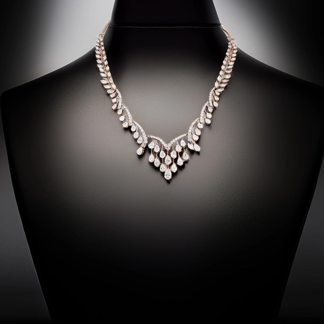 Pear Cascade Diamond Necklace — front view