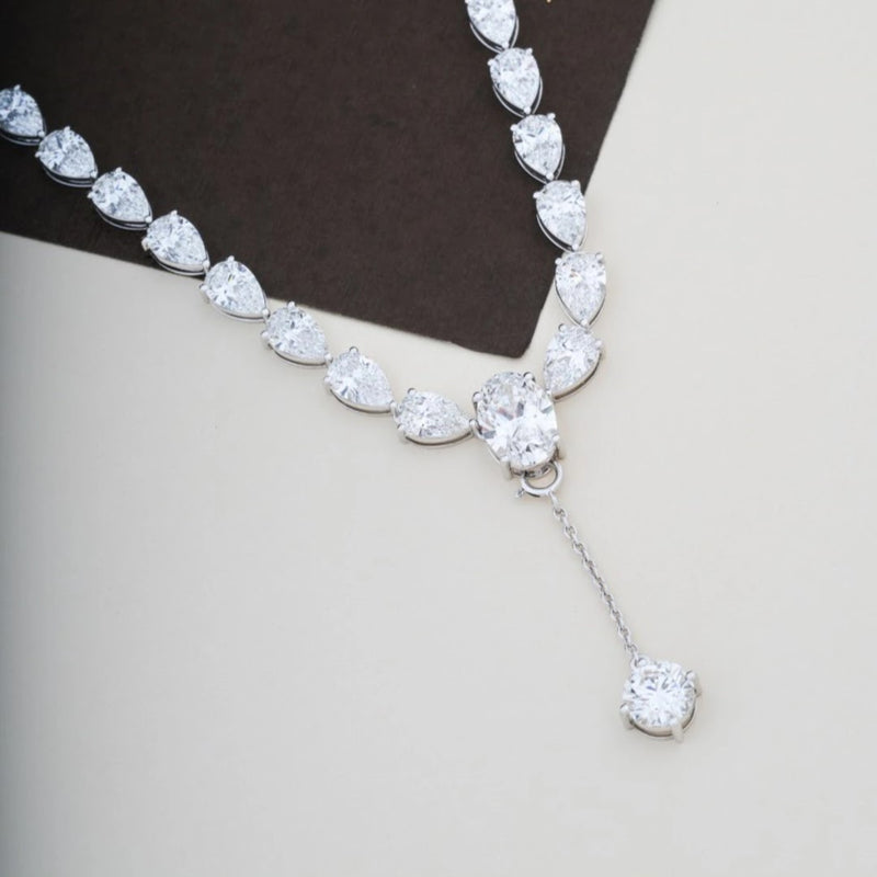 Pear Diamond Lariat Necklace — front view