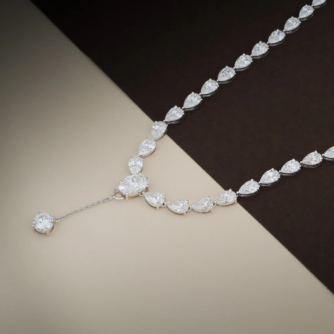 Pear Diamond Lariat Necklace — view 3
