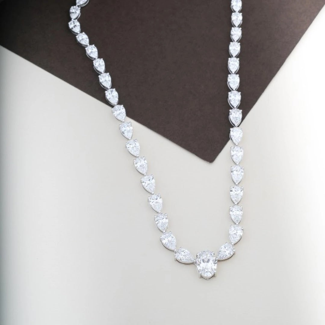 Pear Diamond Lariat Necklace — view 2