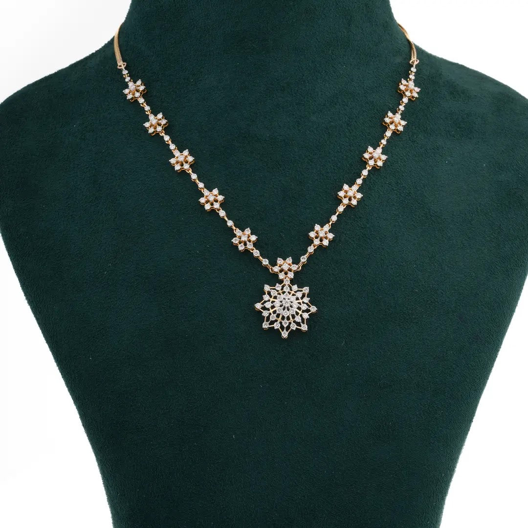 Floral Medallion Diamond Necklace — front view