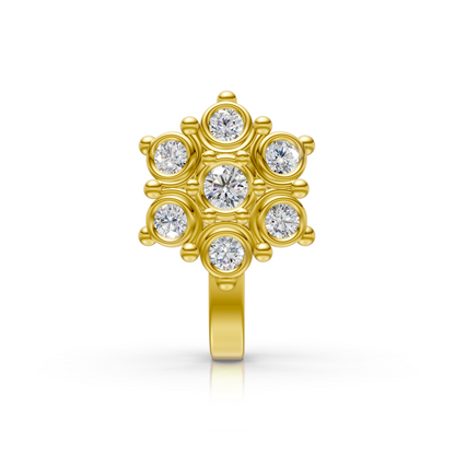 Classic Diamond Cluster Nose Pin in Yellow Gold – 0.13 Ct
