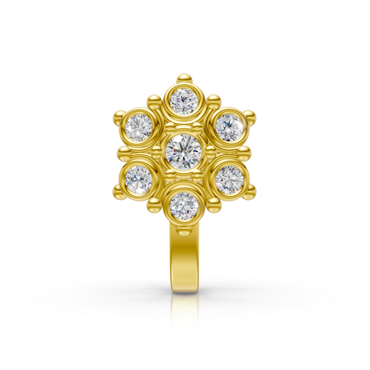 Classic Diamond Cluster Nose Pin in Yellow Gold – 0.13 Ct