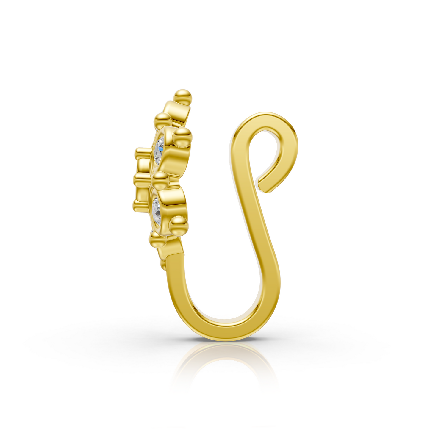 Classic Diamond Cluster Nose Pin in Yellow Gold – 0.13 Ct