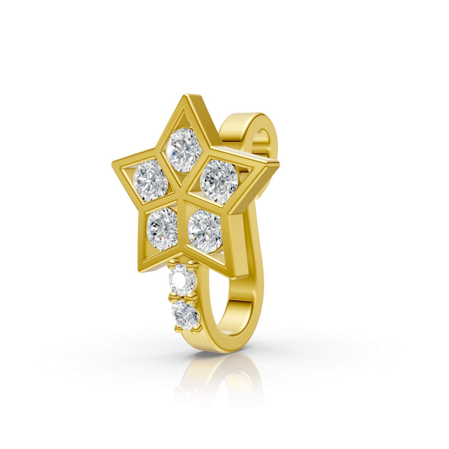 Star-Shaped Lab Diamond Nose Pin in 14K Yellow Gold | 0.16 Ct