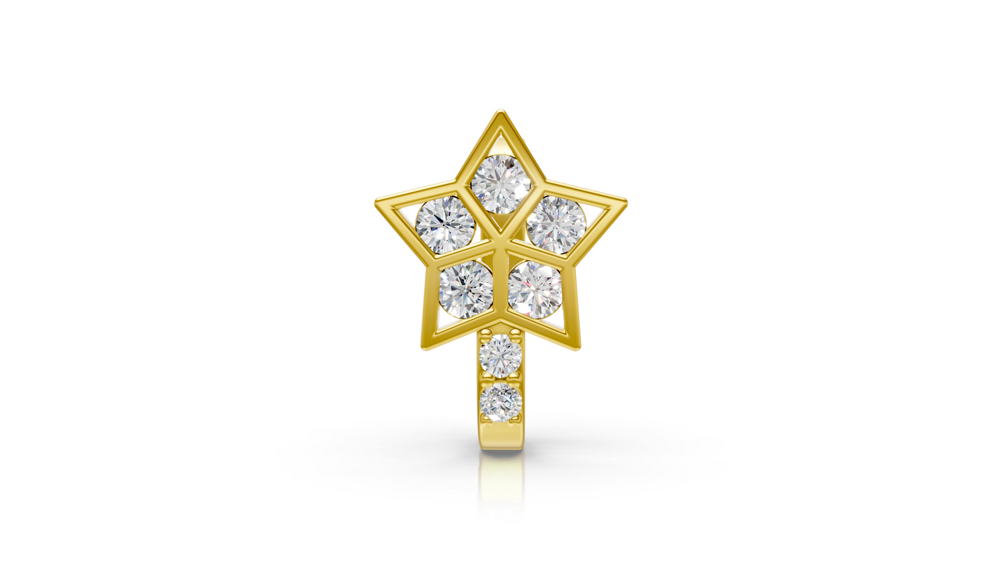 Star-Shaped Lab Diamond Nose Pin in 14K Yellow Gold | 0.16 Ct