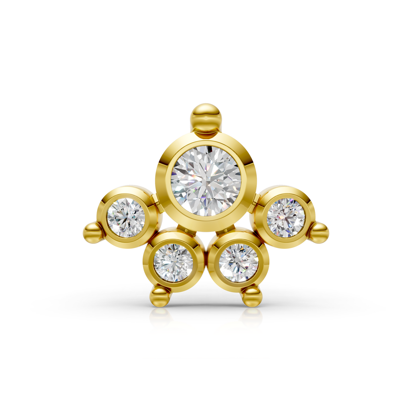Eternal Bloom 14K Yellow Gold Diamond Cluster Nose Pin – HRD/IGI Certified