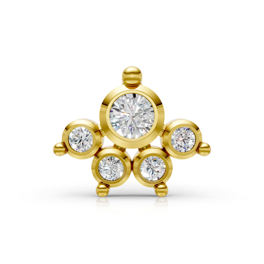 Eternal Bloom 14K Yellow Gold Diamond Cluster Nose Pin – HRD/IGI Certified