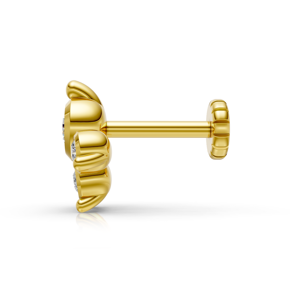 Eternal Bloom 14K Yellow Gold Diamond Cluster Nose Pin