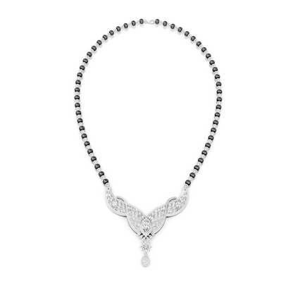 V-Wing Sparkling Lab Diamond Mangalsutra Pendant With Chain For Parties And Function
