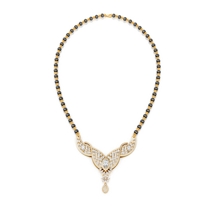 V-Wing Sparkling Lab Diamond Mangalsutra Pendant With Chain For Parties And Function