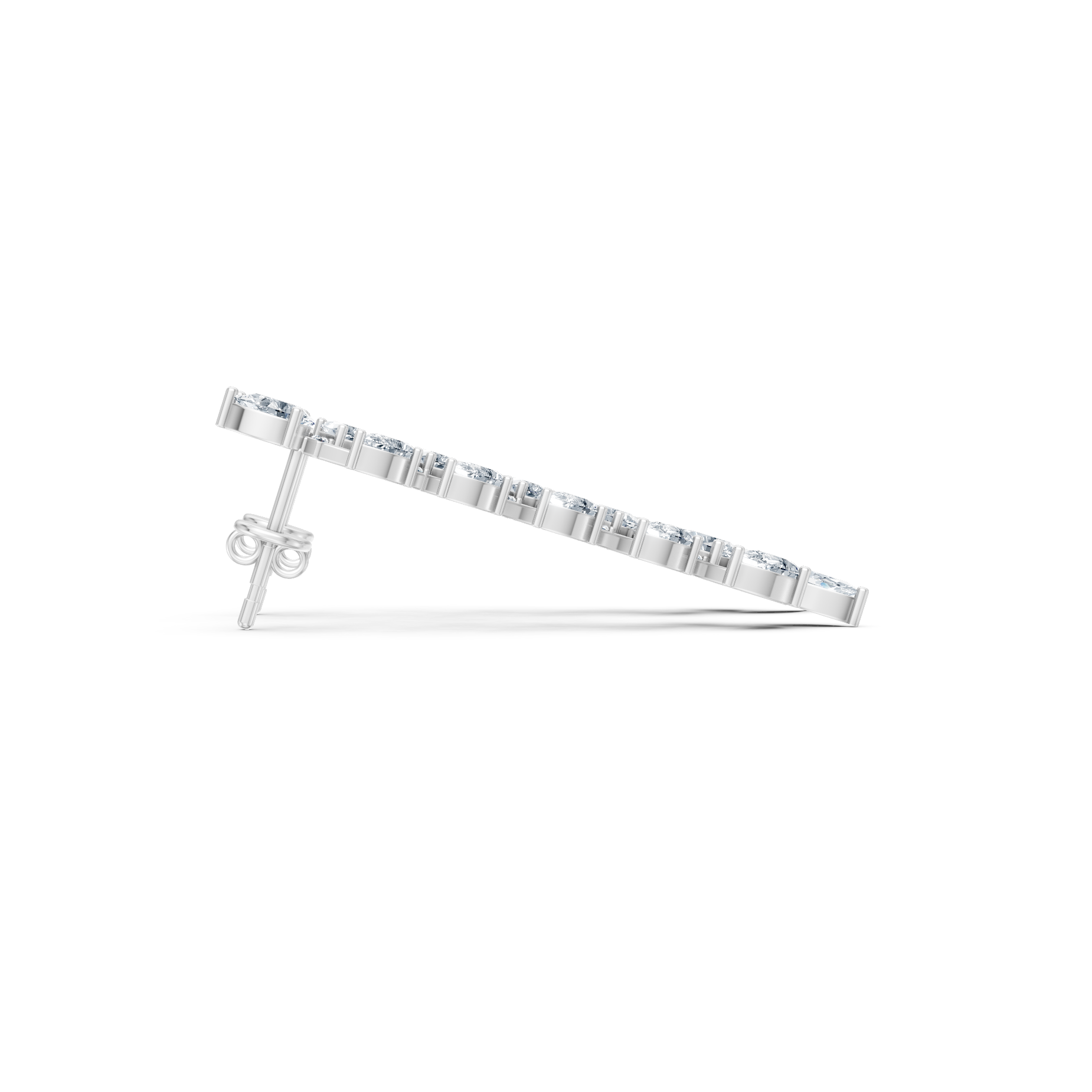 Leaf Design Long Drop Lab Diamond Earrings