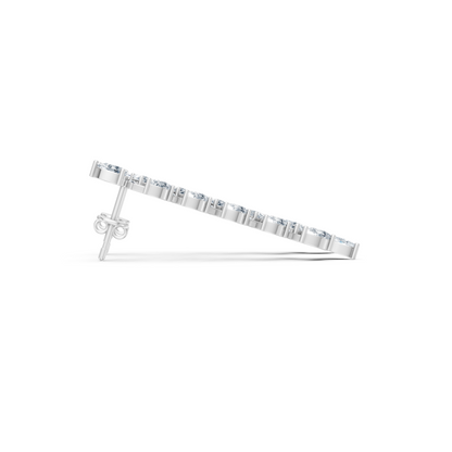 Leaf Design Long Drop Lab Diamond Earrings