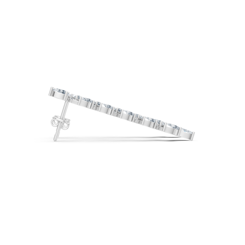 Leaf Design Long Drop Lab Diamond Earrings