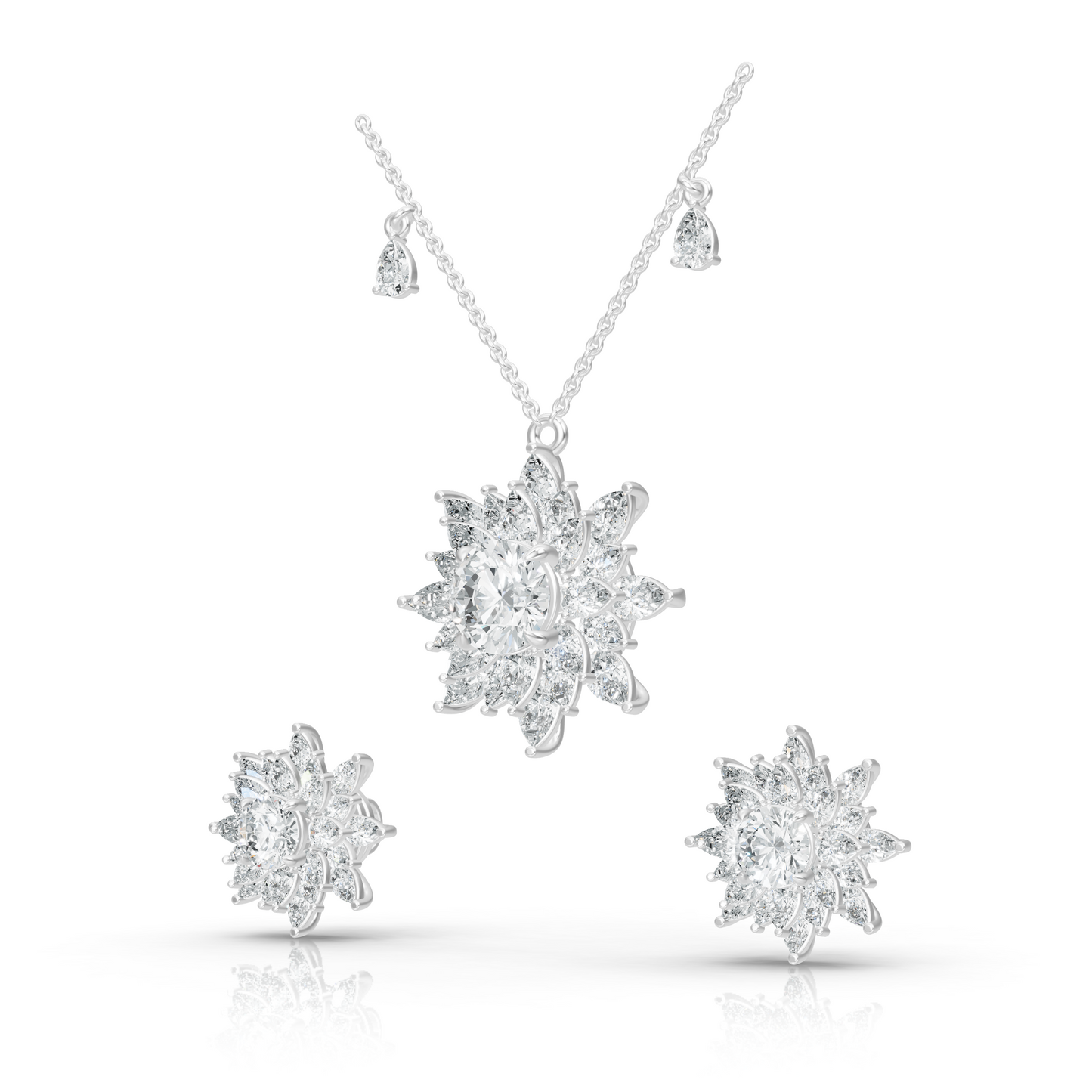 Aura Detachable Lab Diamond Pendant with Matching Studs Set