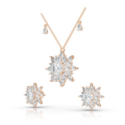 Aura Detachable Lab Diamond Pendant with Matching Studs Set