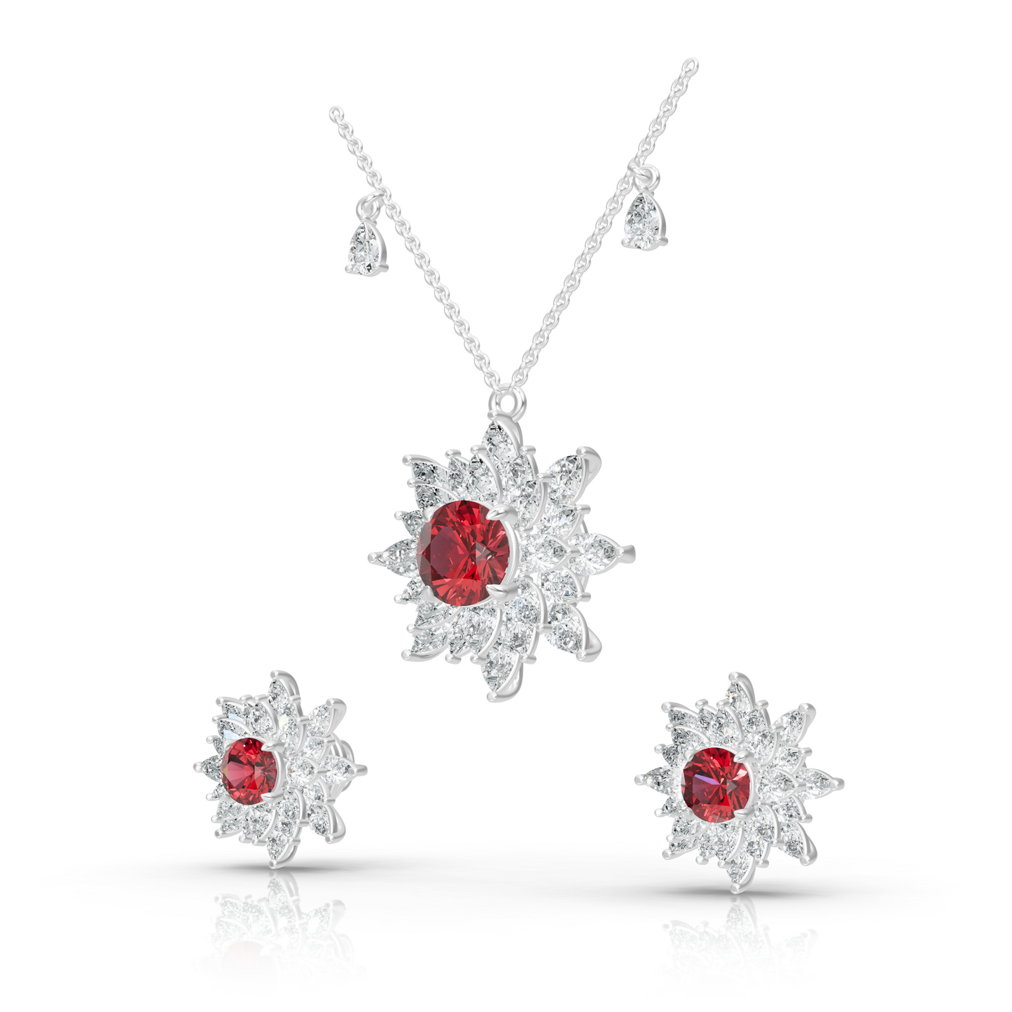 Aura Detachable Lab Diamond Pendant with Matching Studs Set