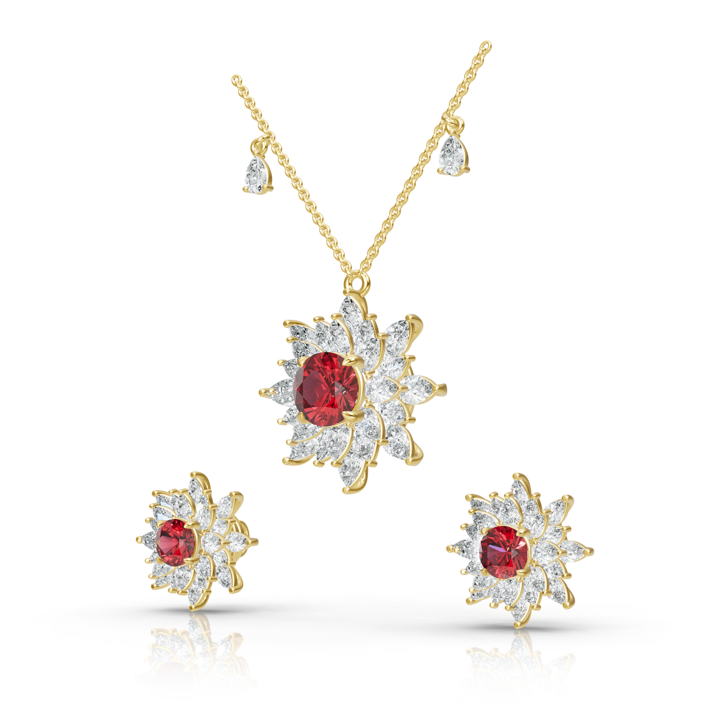 Aura Detachable Lab Diamond Pendant with Matching Studs Set
