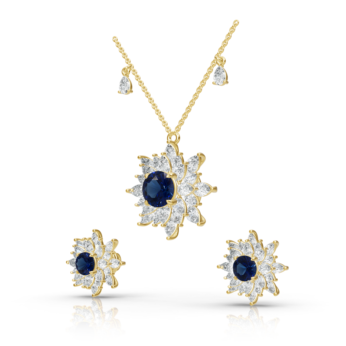 Aura Detachable Lab Diamond Pendant with Matching Studs Set