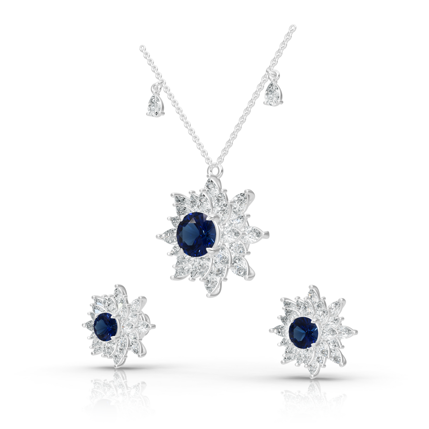 Aura Detachable Lab Diamond Pendant with Matching Studs Set