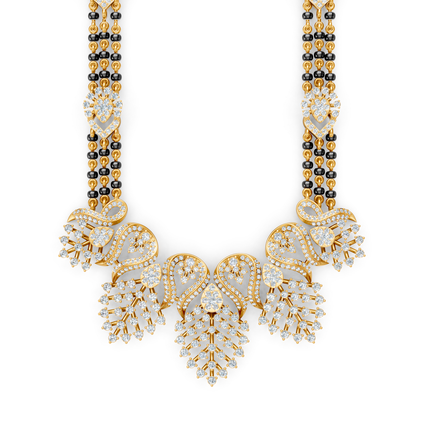 Minimal Luxe Lab Diamond Mangalsutra – Modern tri-Strand Statement Necklace