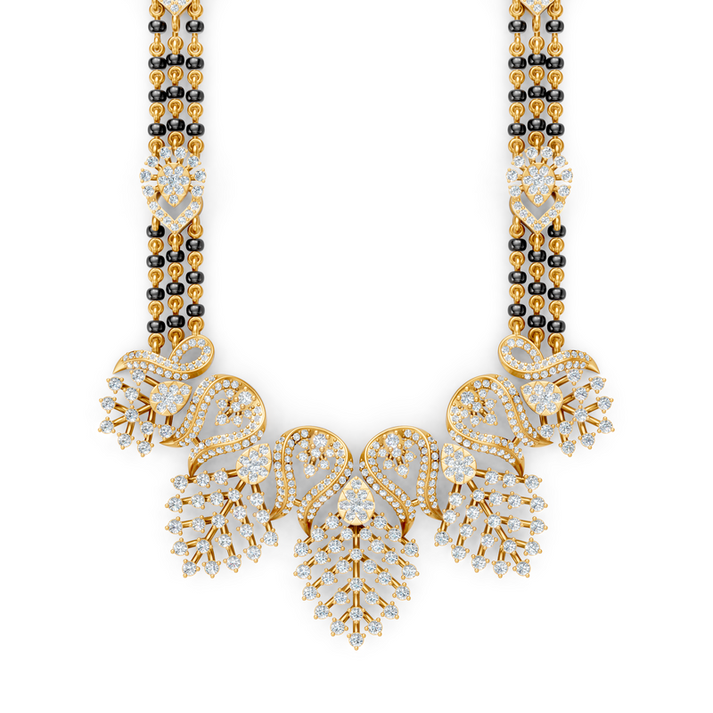 Minimal Luxe Lab Diamond Mangalsutra – Modern tri-Strand Statement Necklace