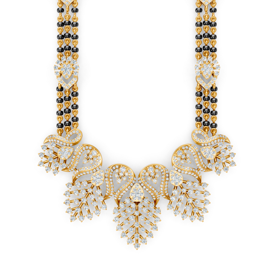 Minimal Luxe Lab Diamond Mangalsutra – Modern tri-Strand Statement Necklace