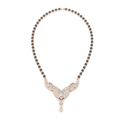 V-Wing Sparkling Lab Diamond Mangalsutra Pendant With Chain For Parties And Function