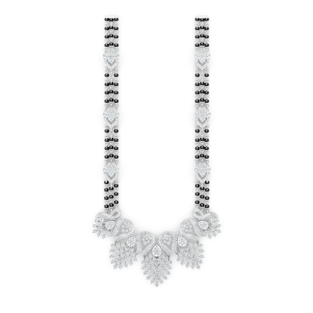 Minimal Luxe Lab Diamond Mangalsutra – Modern tri-Strand Statement Necklace