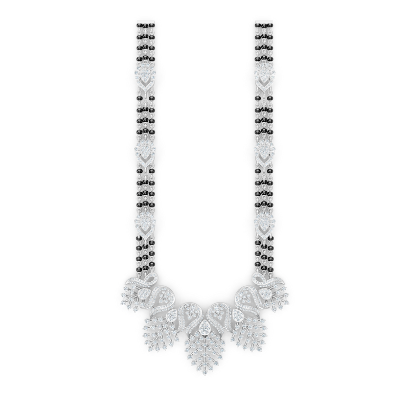 Minimal Luxe Lab Diamond Mangalsutra – Modern tri-Strand Statement Necklace