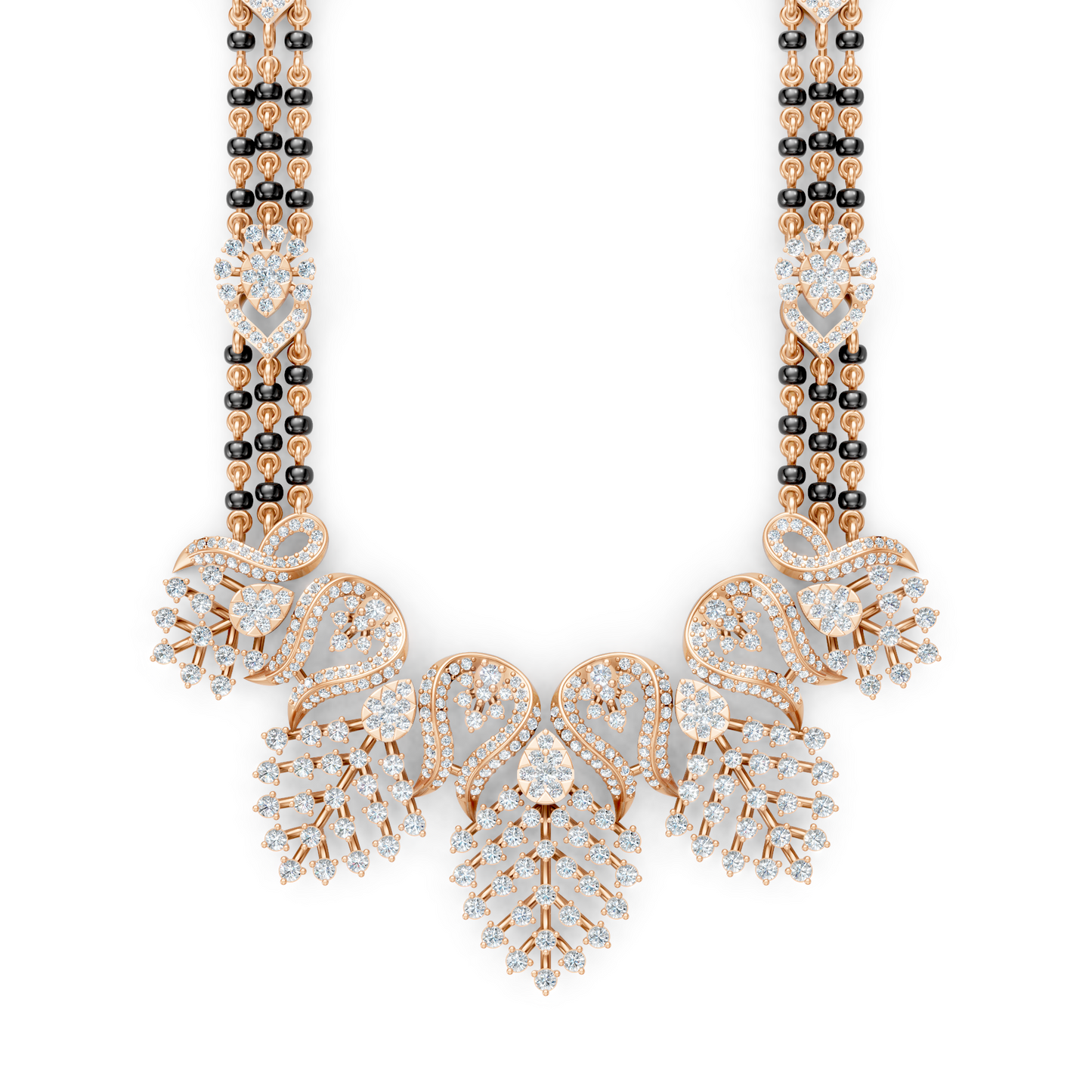 Minimal Luxe Lab Diamond Mangalsutra – Modern Tri-Strand Statement Necklace