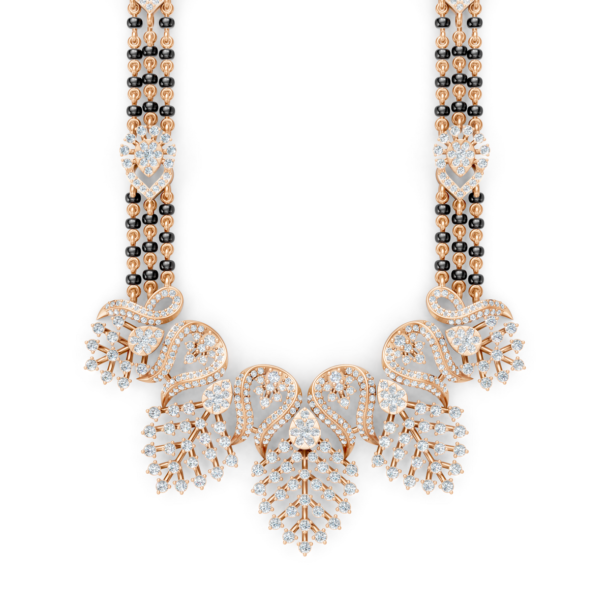 Minimal Luxe Lab Diamond Mangalsutra – Modern tri-Strand Statement Necklace