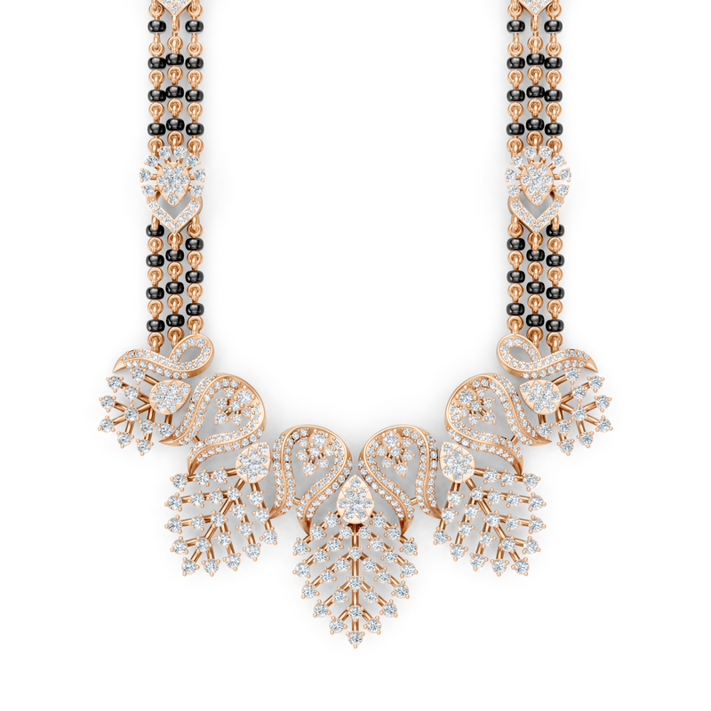 Minimal Luxe Lab Diamond Mangalsutra – Modern tri-Strand Statement Necklace