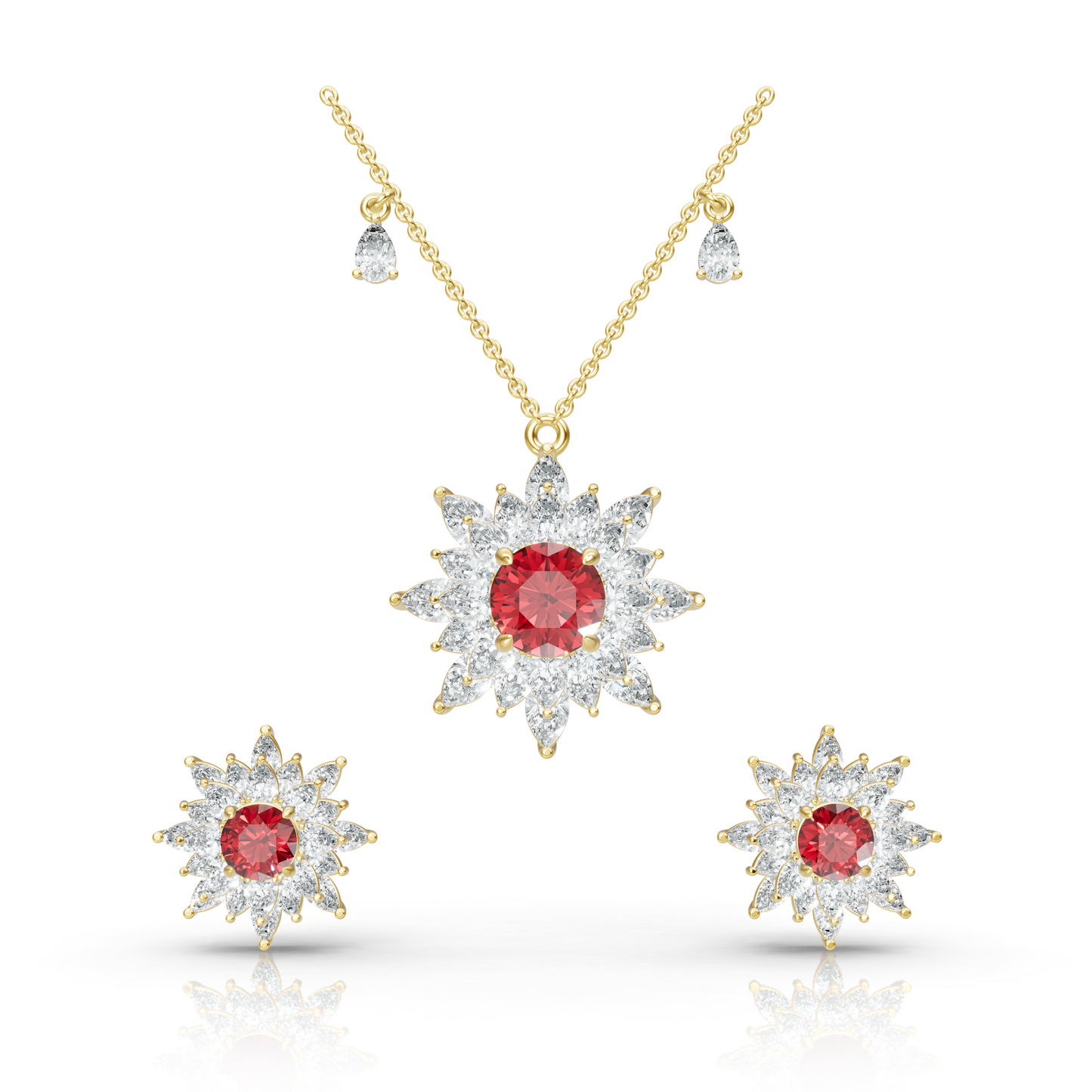 Aura Detachable Lab Diamond Pendant with Matching Studs Set