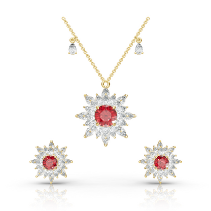 Aura Detachable Lab Diamond Pendant with Matching Studs Set