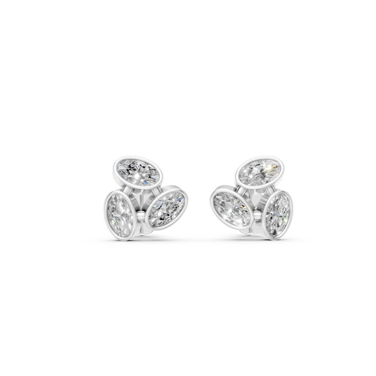 Modest Triangular Trio Lab Diamond Stud Earrings