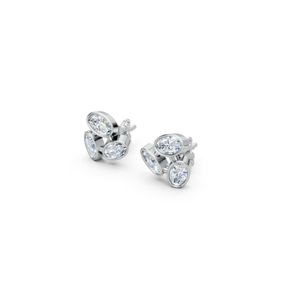 Modest Triangular Trio Lab Diamond Stud Earrings