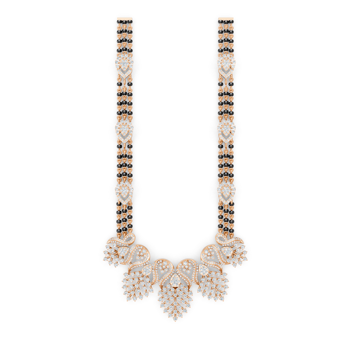 Minimal Luxe Lab Diamond Mangalsutra – Modern tri-Strand Statement Necklace
