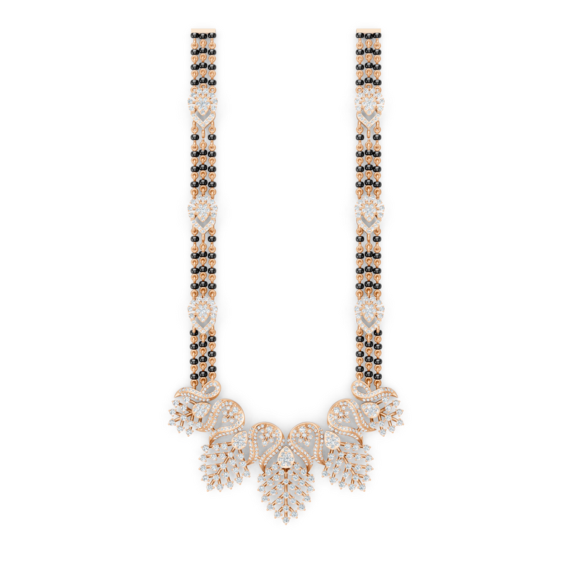 Minimal Luxe Lab Diamond Mangalsutra – Modern tri-Strand Statement Necklace