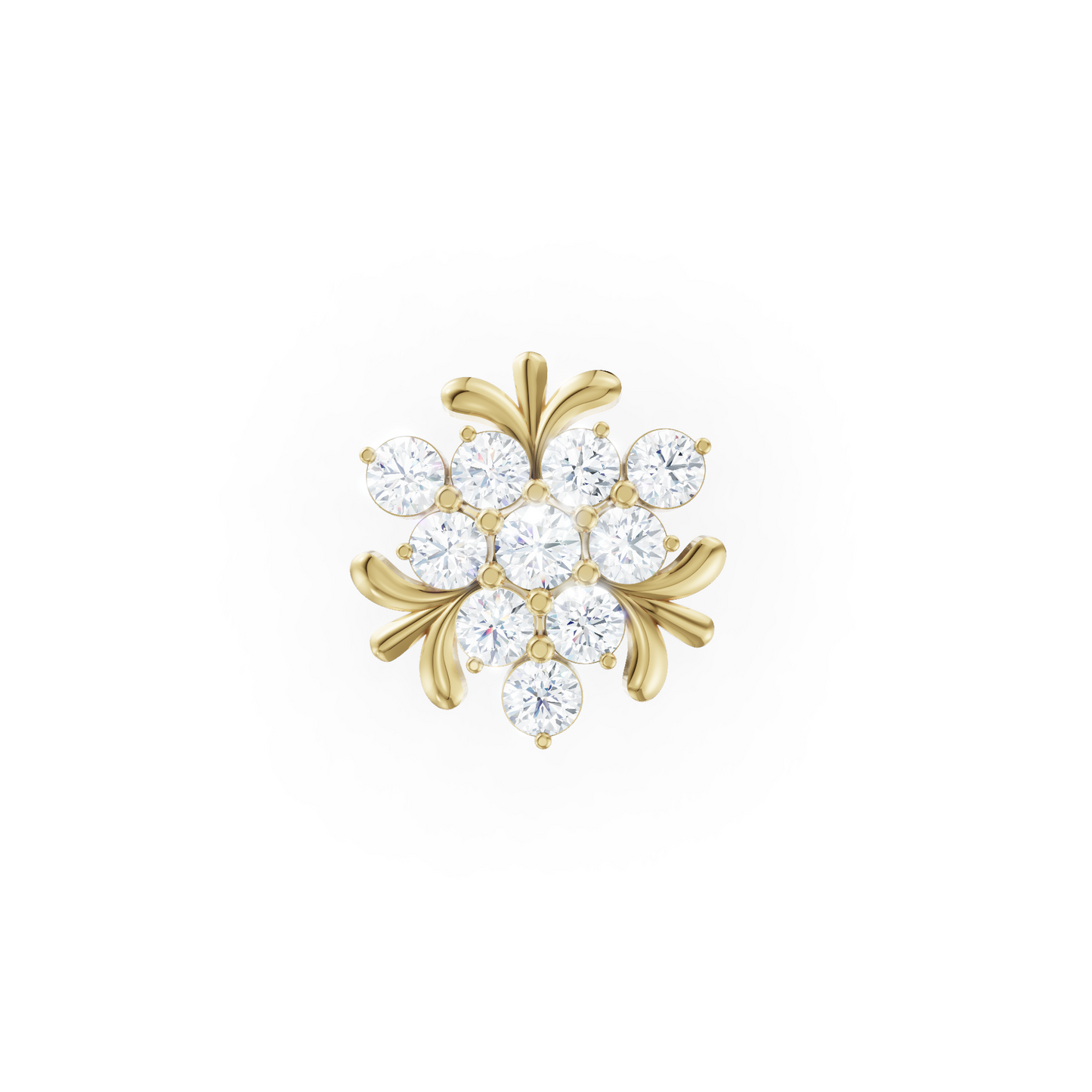 Diamond Nosepin With Lab Grown Brilliant Round .50 Carat Cluster Diamond