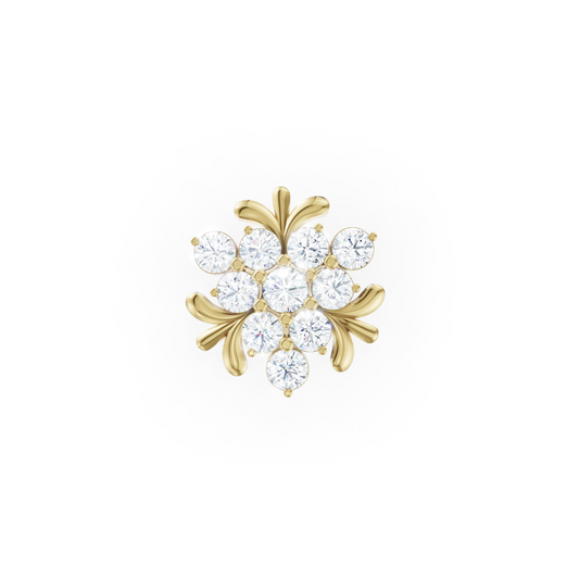 Diamond Nosepin With Lab Grown Brilliant Round .50 Carat Cluster Diamond