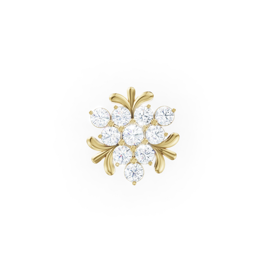 Diamond Nosepin With Lab Grown Brilliant Round .50 Carat Cluster Diamond