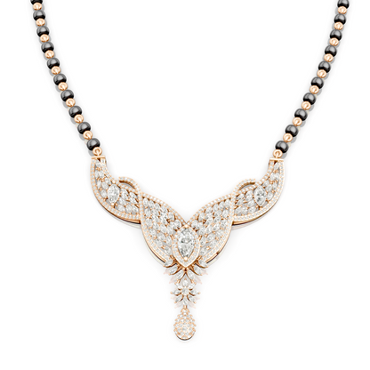 V-Wing Sparkling Lab Diamond Mangalsutra Pendant With Chain For Parties And Function