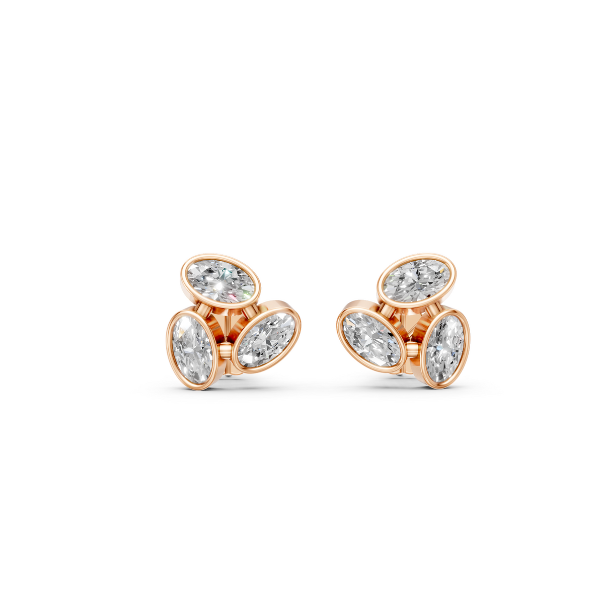 Modest Triangular Trio Lab Diamond Stud Earrings