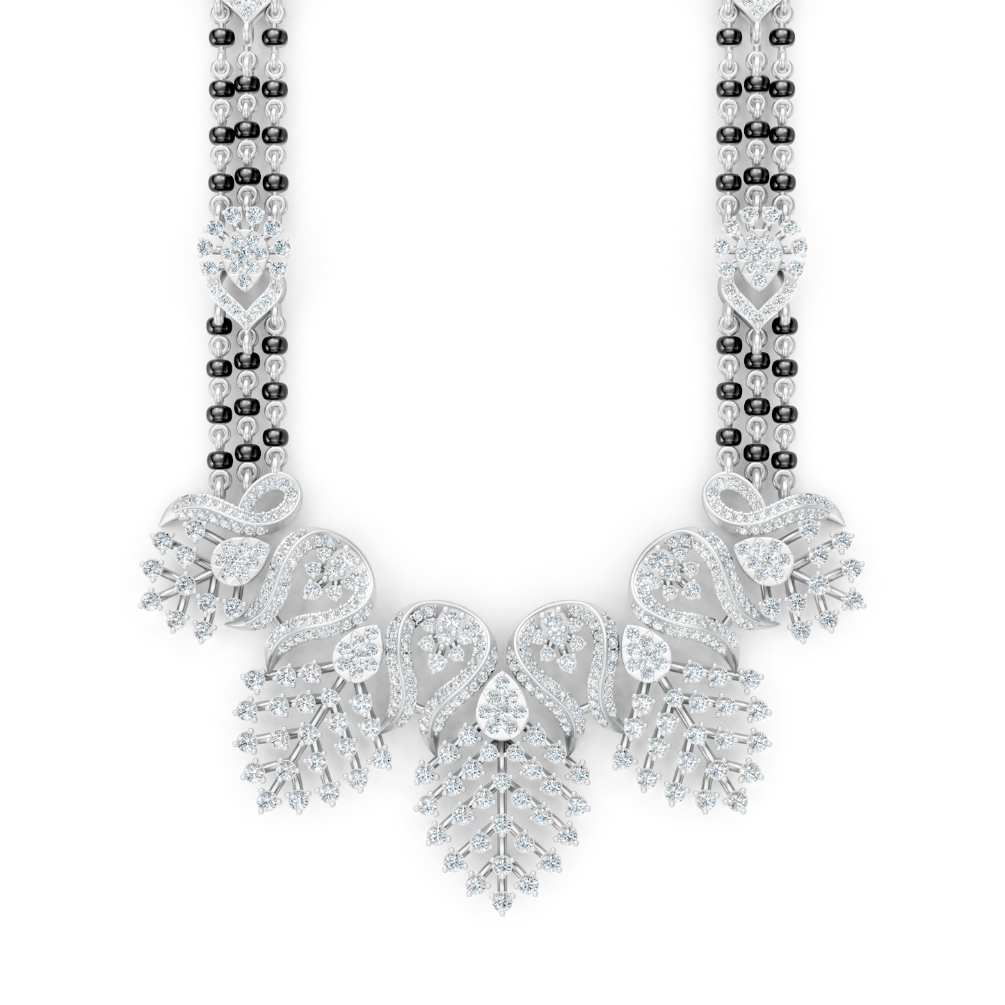 Minimal Luxe Lab Diamond Mangalsutra – Modern Tri-Strand Statement Necklace