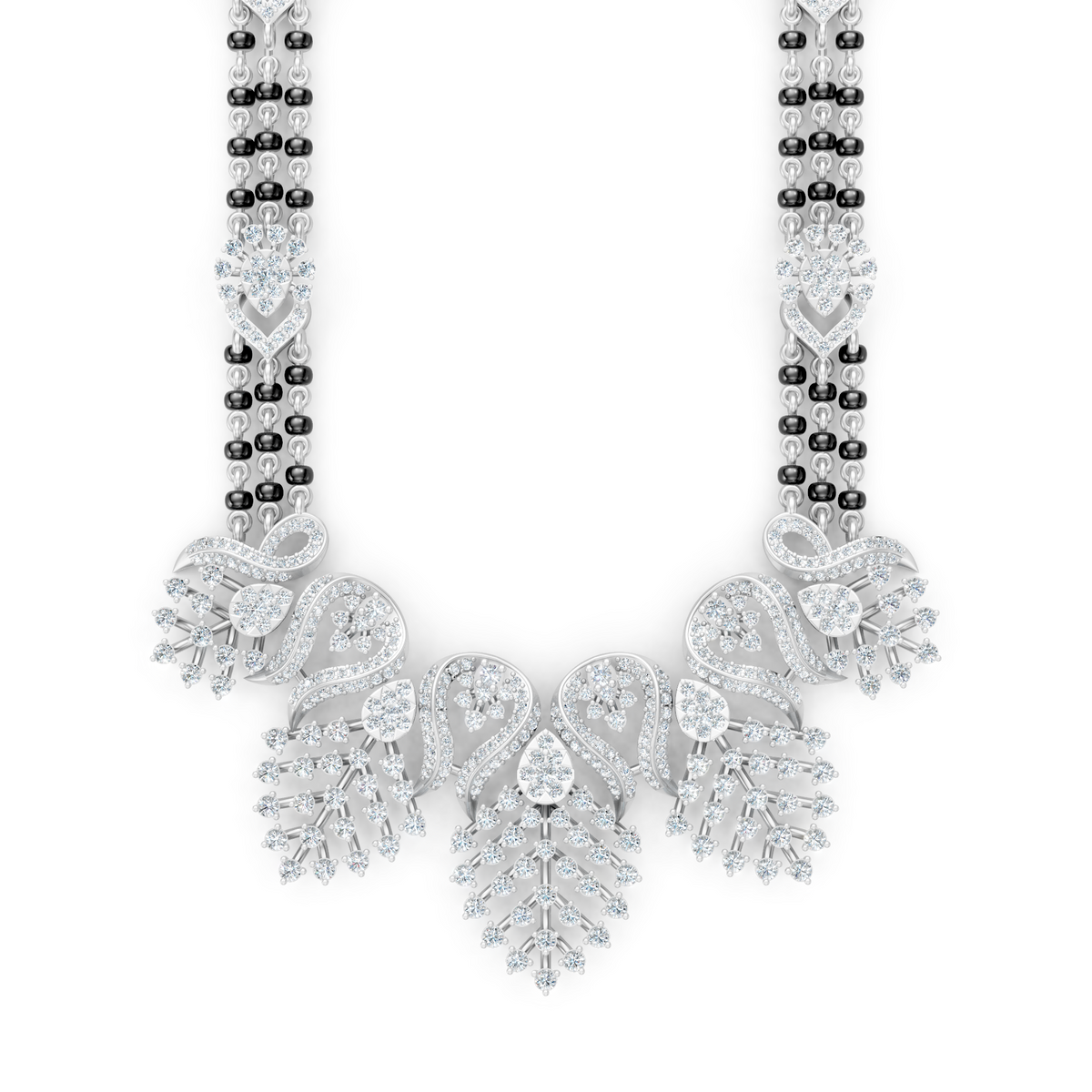 Minimal Luxe Lab Diamond Mangalsutra – Modern tri-Strand Statement Necklace