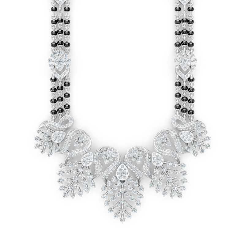 Minimal Luxe Lab Diamond Mangalsutra – Modern tri-Strand Statement Necklace