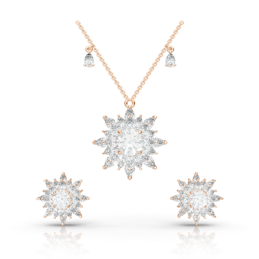 Aura Detachable Lab Diamond Pendant with Matching Studs Set
