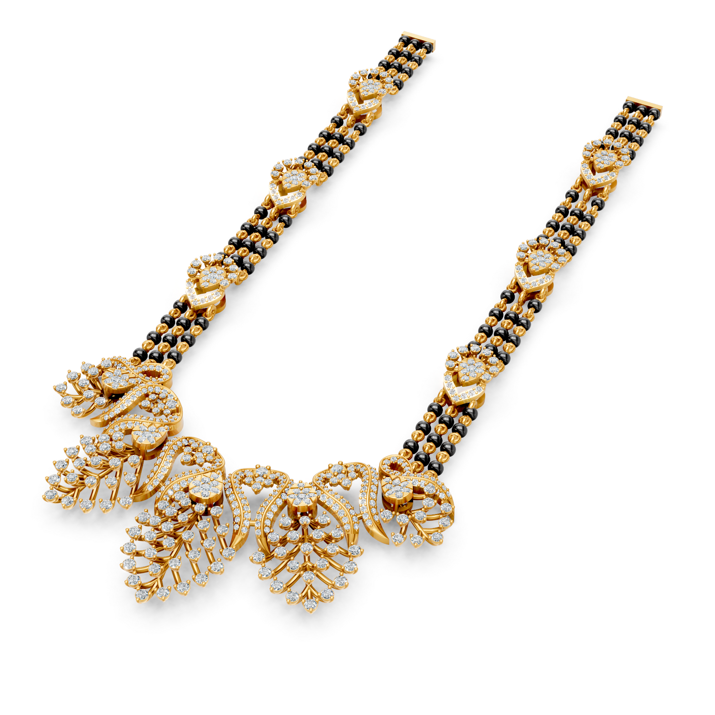 Minimal Luxe Lab Diamond Mangalsutra – Modern tri-Strand Statement Necklace